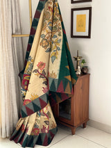Floral Theme Pure Silk Kalamkari Saree