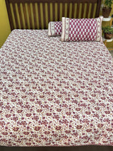 KING Size Quilted Blockprint REVERSIBLE Mulmul Bedcover (108*108 inches)
