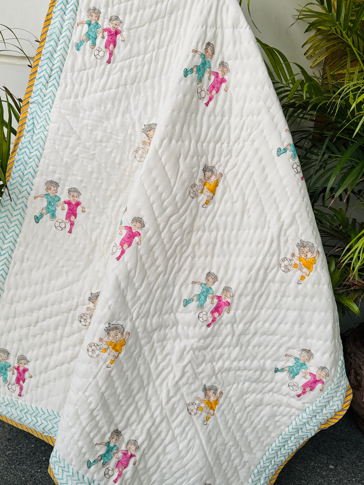 Cheerful Football Layered Kids Quilt