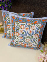 Pair of Handblock Printed Cushion Covers- 16*16 inches