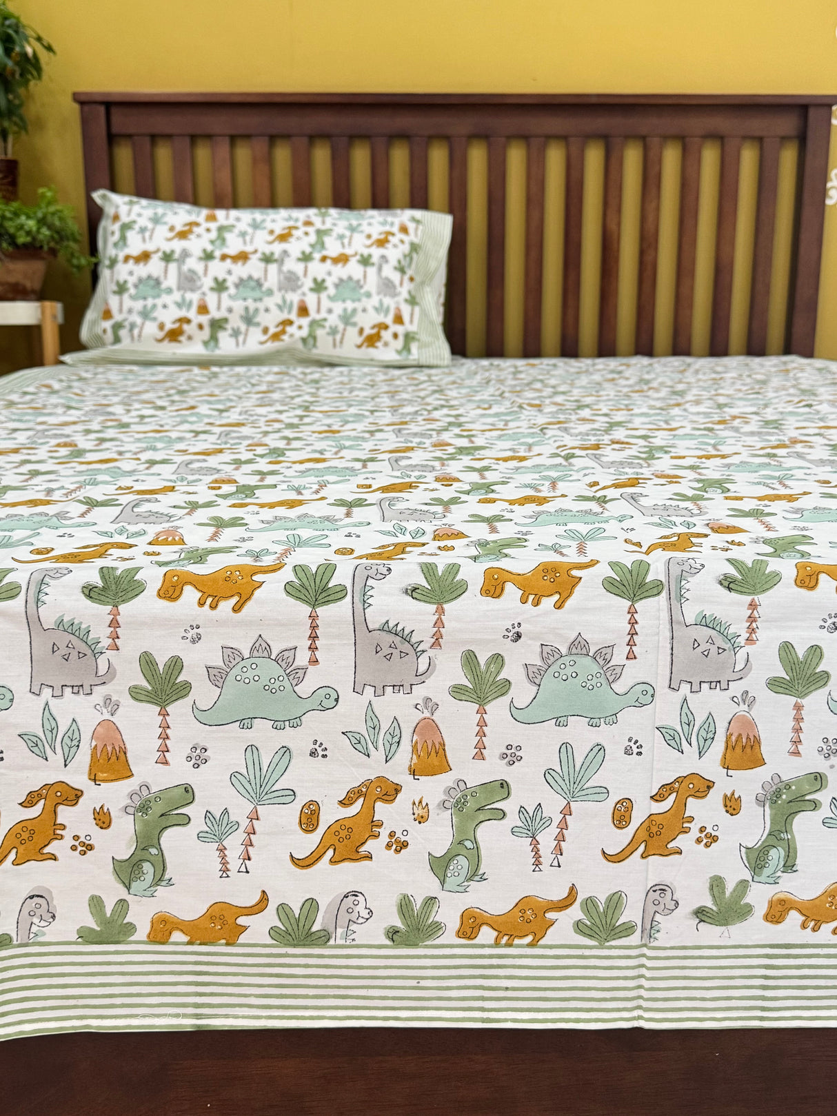 Jungle Animals Handblock Printed Kids Cotton Bedsheet