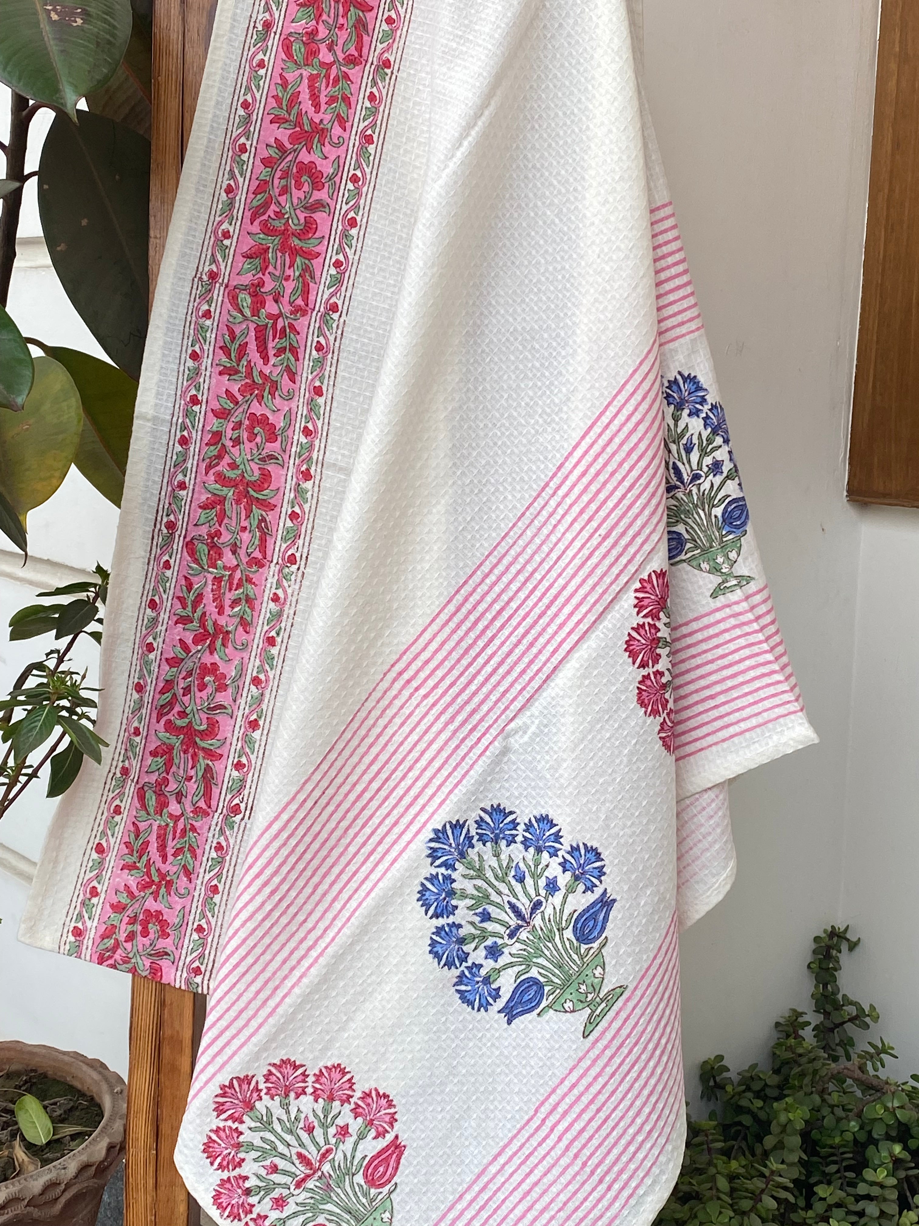 Blockprint Soft Waffle Cotton Towel (60-30 inches)
