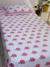 Elephant Blockprint Cotton Bedsheet