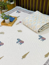 Blockprint Mulmul Reversible Quilt