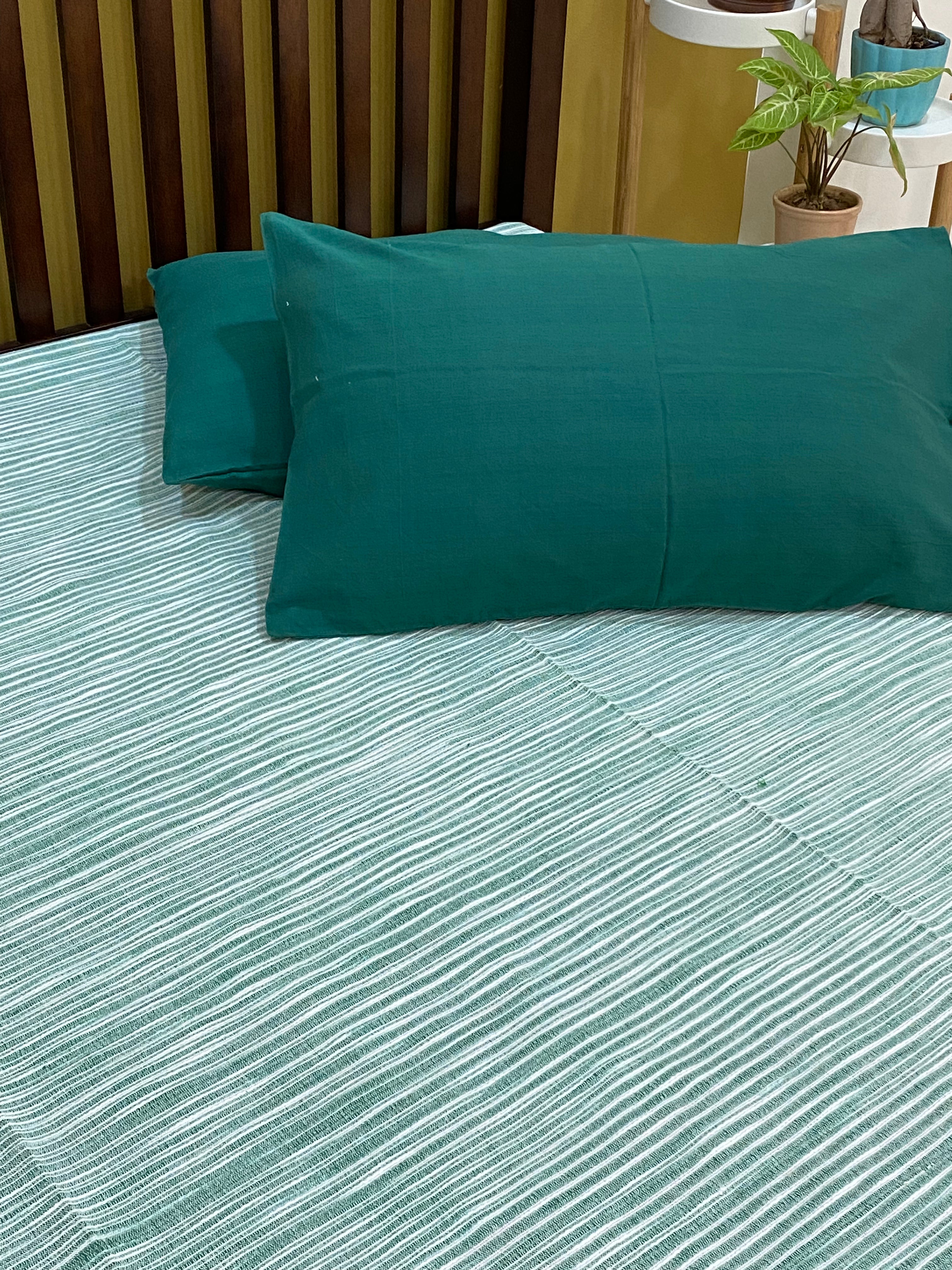 Pure Cotton Bedspread with 2 Pillow Cases- Queen Size