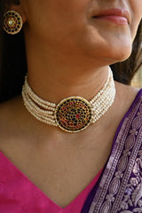 Handcrafted 92.5 Silver Choker with Earrings