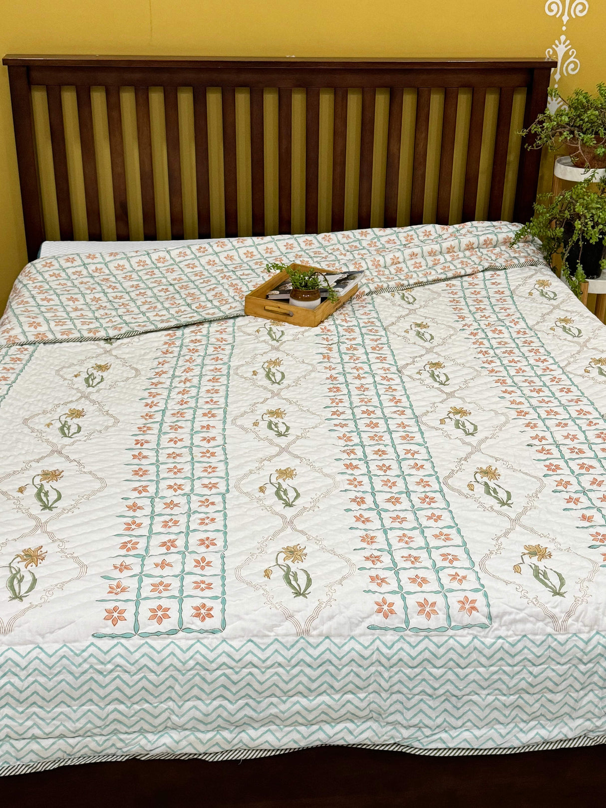 HandBlock Printed Mulmul Reversible Quilt