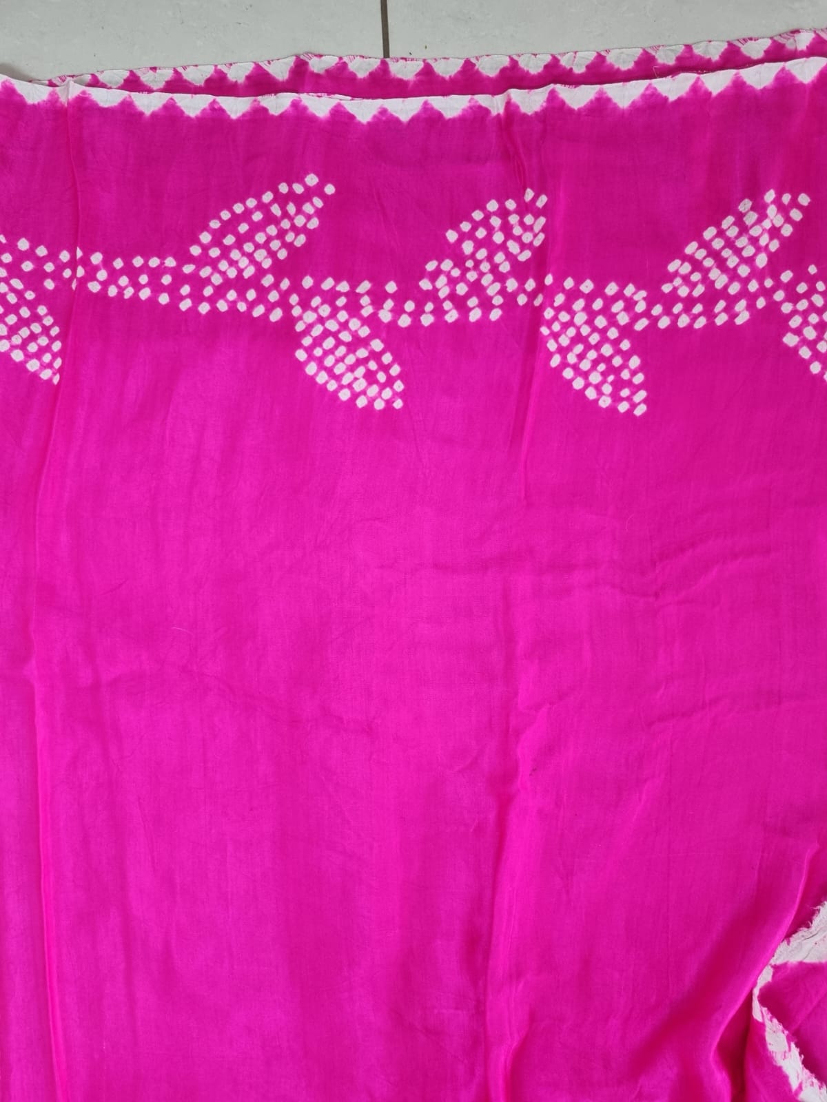 MADE TO ORDER - Rani Pink Pure Gajji Silk Half And Half Bandhani Saree