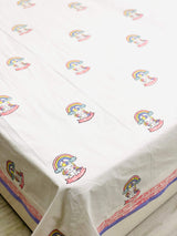 Unicorn Blockprint Cotton Bedsheet