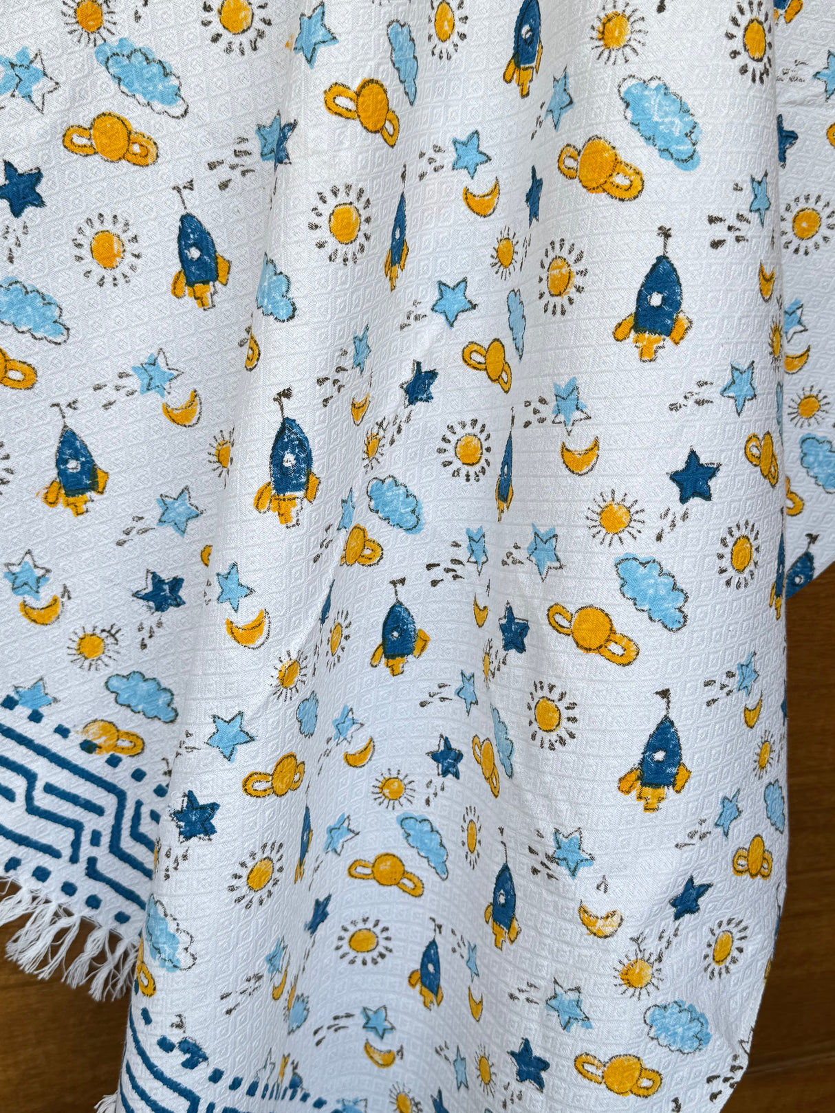 Rocket Ride Blockprint Kids Towel – Cotton Jacquard Weave