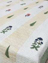 Double Size Quilted Blockprint REVERSIBLE Mulmul Bedcover (90*108 inches)