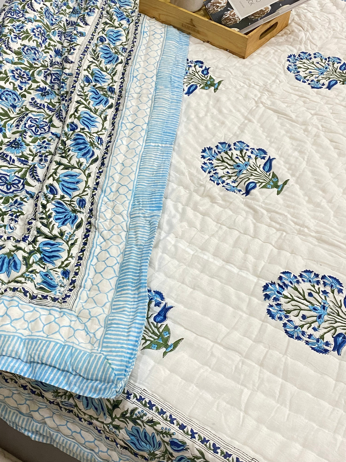 Blockprint Mulmul Reversible Quilt