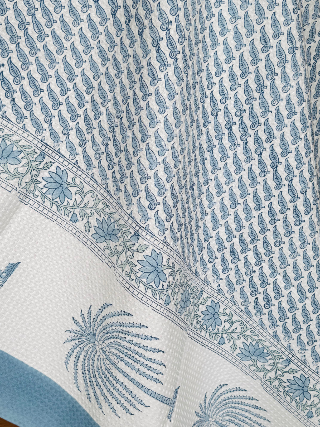 Elephant Blue Blockprint Cotton Towel – Waffle Weave