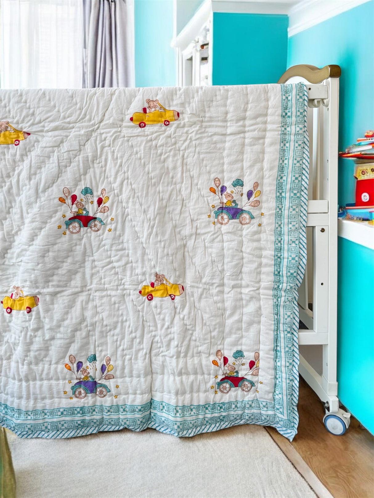 Cute Cars Blockprint Kids Quilt