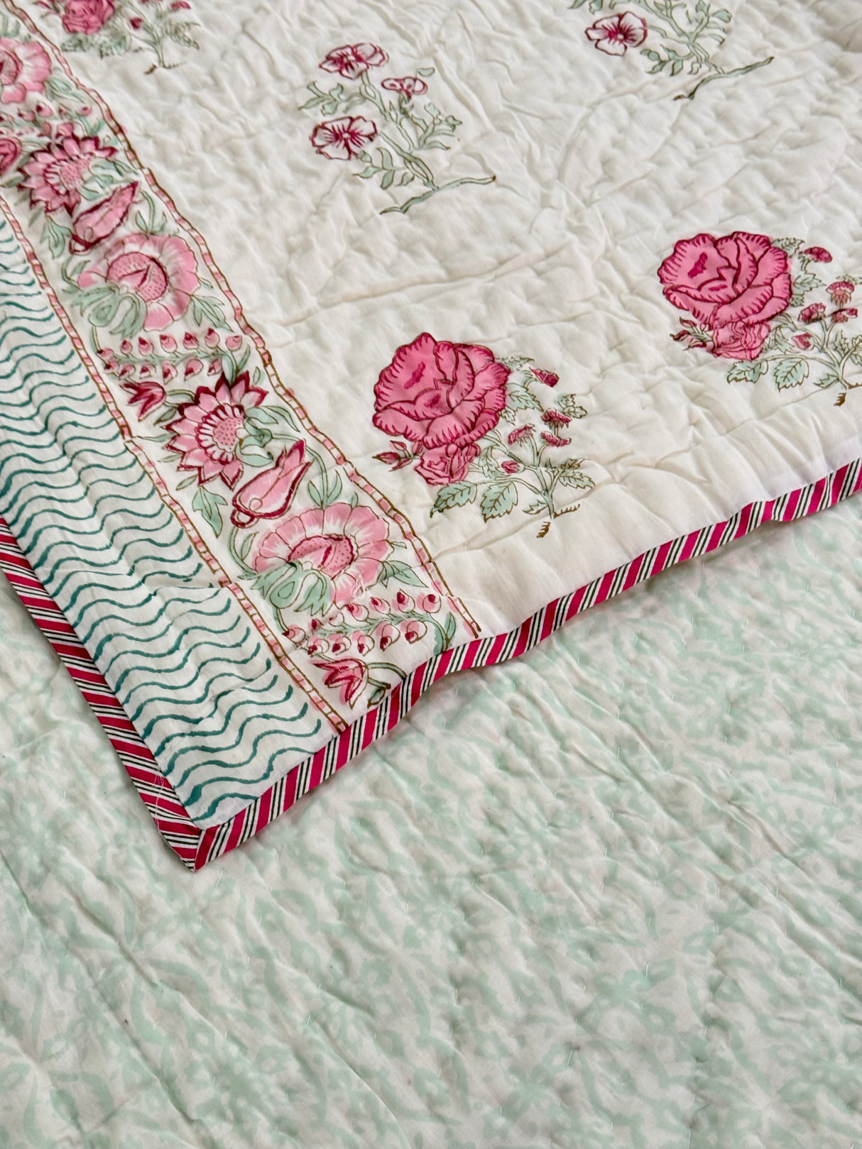 Blockprint Mulmul Reversible Quilt