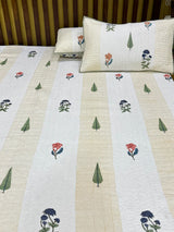 Double Size Quilted Blockprint REVERSIBLE Mulmul Bedcover (90*108 inches)