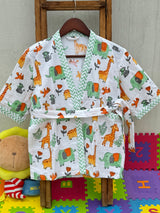 Jungle Kids Bathrobe-Cotton Waffle Blockprint