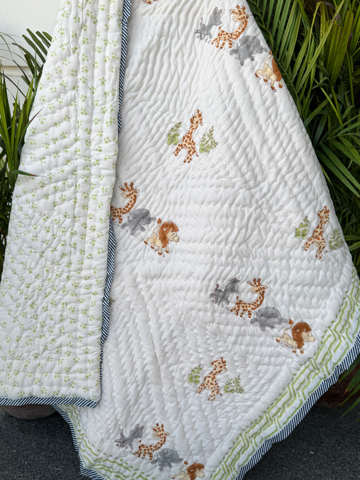 Giraffe and Gang Blockprint Kids Quilt