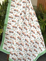Train Ride Hand Block Printed Layered Kids Blanket