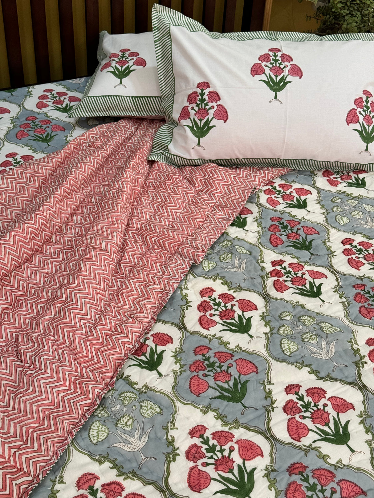 Blockprint Bedsheet & Quilt Set