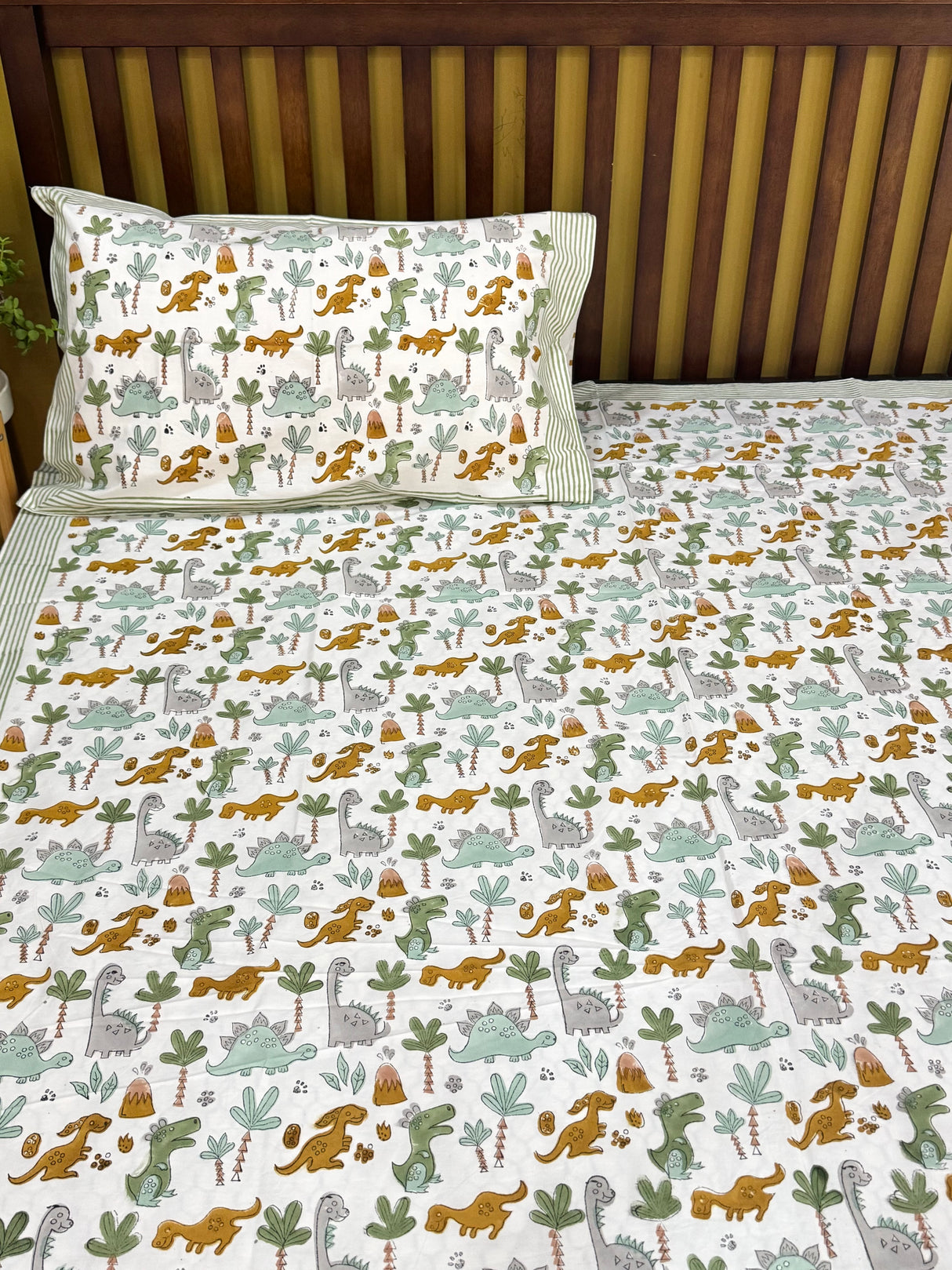 Jungle Animals Handblock Printed Kids Cotton Bedsheet