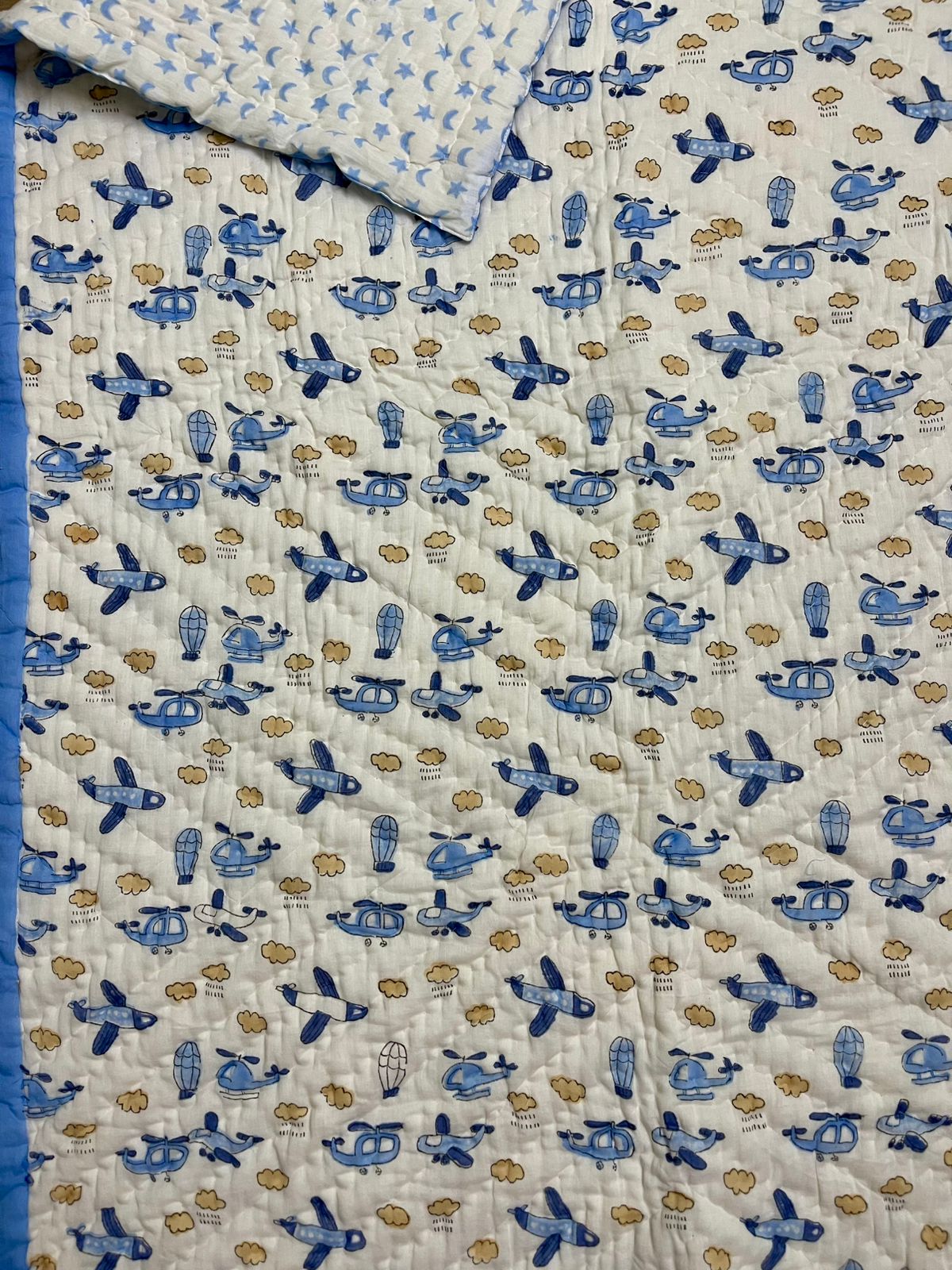 Blue Airplane & Helicopter – Layered Kids Quilt Blanket