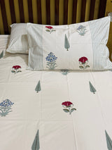 Blockprint Cotton Bedsheet (Light Beige Base Color)