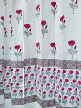 Pair of Pink Blockprint Cotton Curtain (Set of 2)