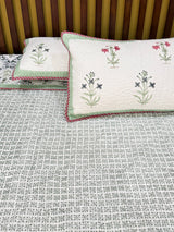 Double Size Quilted Blockprint REVERSIBLE Mulmul Bedcover (90*108 inches)