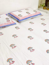 Unicorn Blockprint Cotton Bedsheet