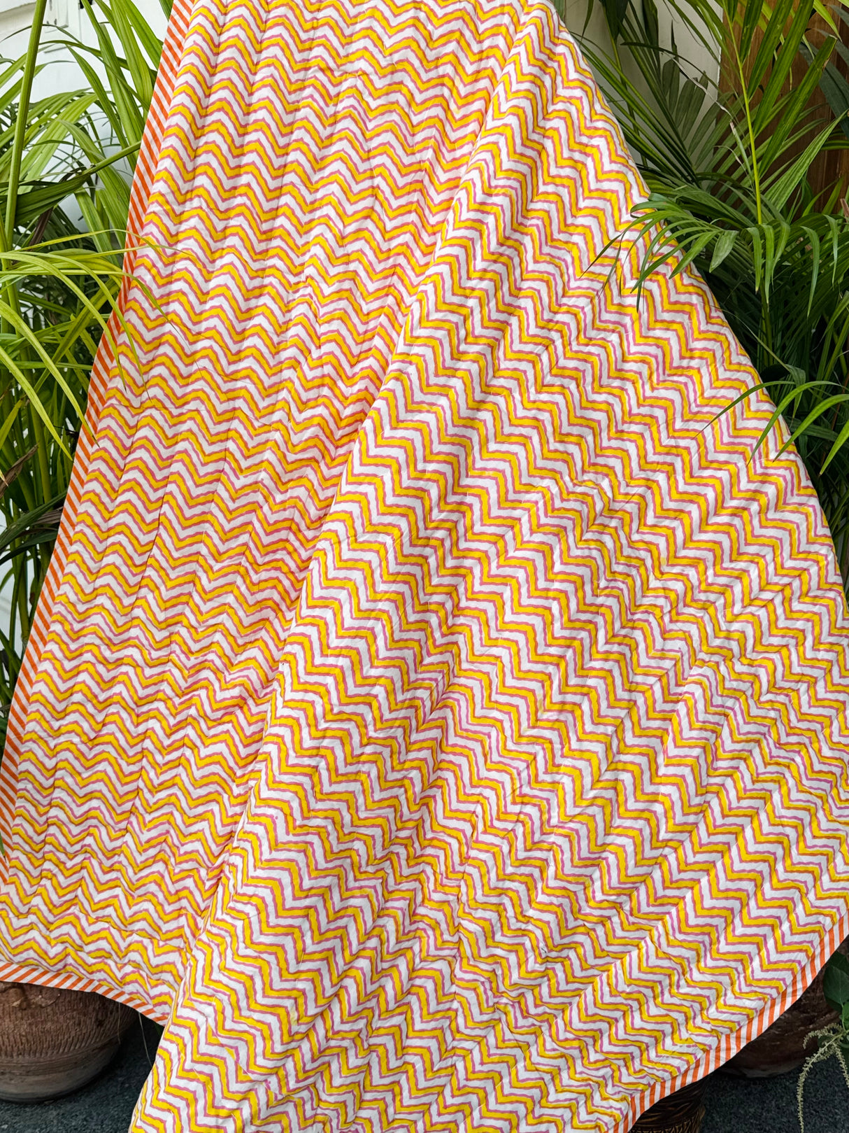 Yellow Orange Flamingo Kids Quilt