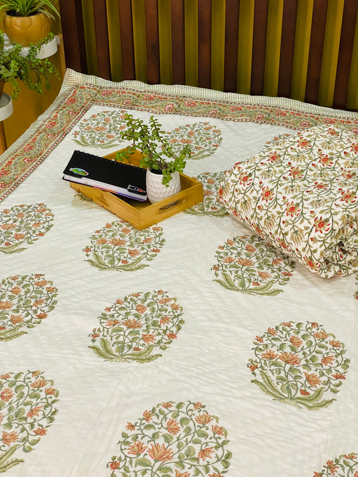 Blockprint Mulmul Reversible Quilt