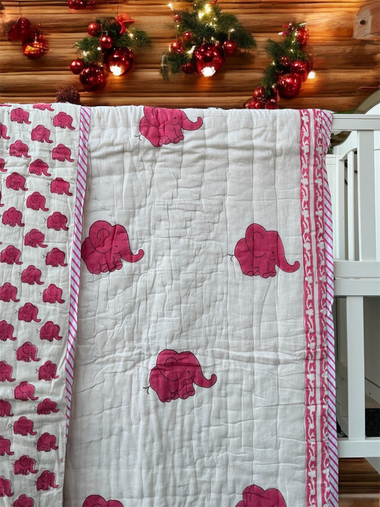 Elephant Blockprint Kids Quilt