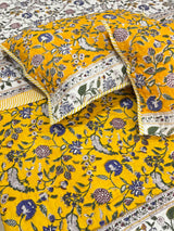 KING Size Quilted Blockprint REVERSIBLE Mulmul Bedcover (108*108 inches)