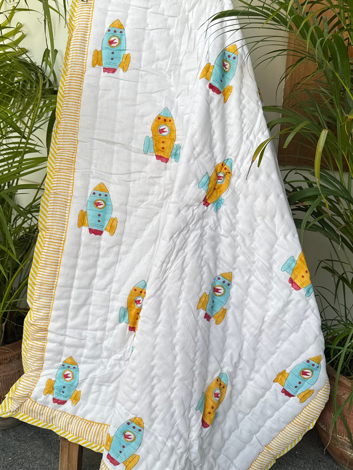 Space Theme Kids Quilt Handblock Printed