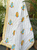 Space Theme Kids Quilt Handblock Printed