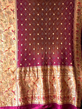 Handloom Pure Georgette Bandhani Saree with Beautiful Garden Theme Border