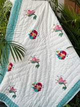 Mermaids Blockprint Kids Quilt