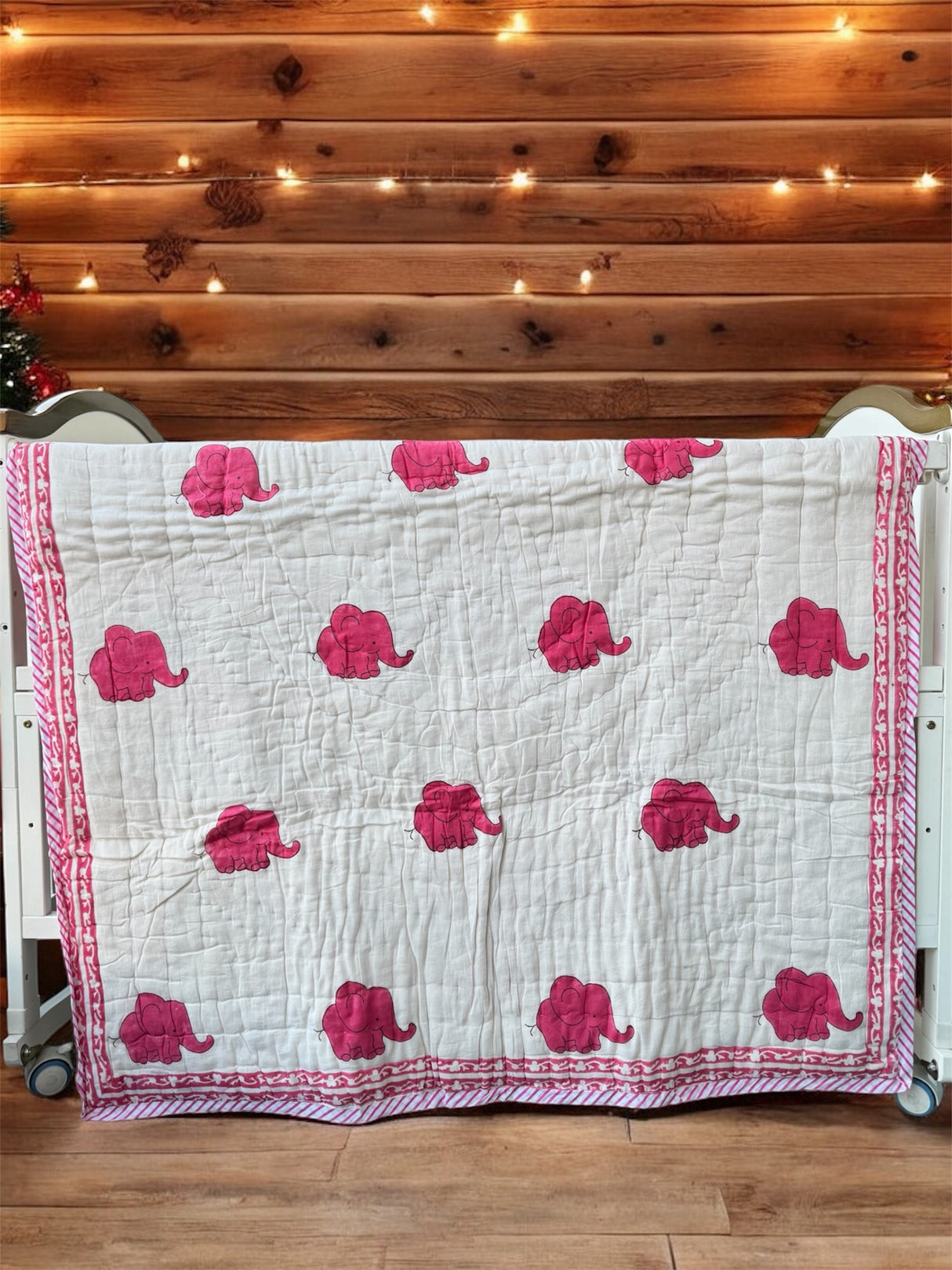 Elephant Blockprint Kids Quilt