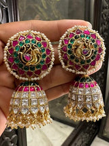 Handcrafted 92.5 Silver Kundan Jhumkis