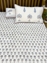 Double Size Quilted Blockprint REVERSIBLE Mulmul Bedcover (90*108 inches)