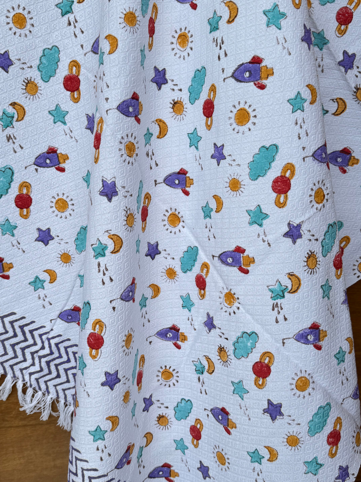 Purple Space Blockprint Kids Towel – Cotton Jacquard Weave