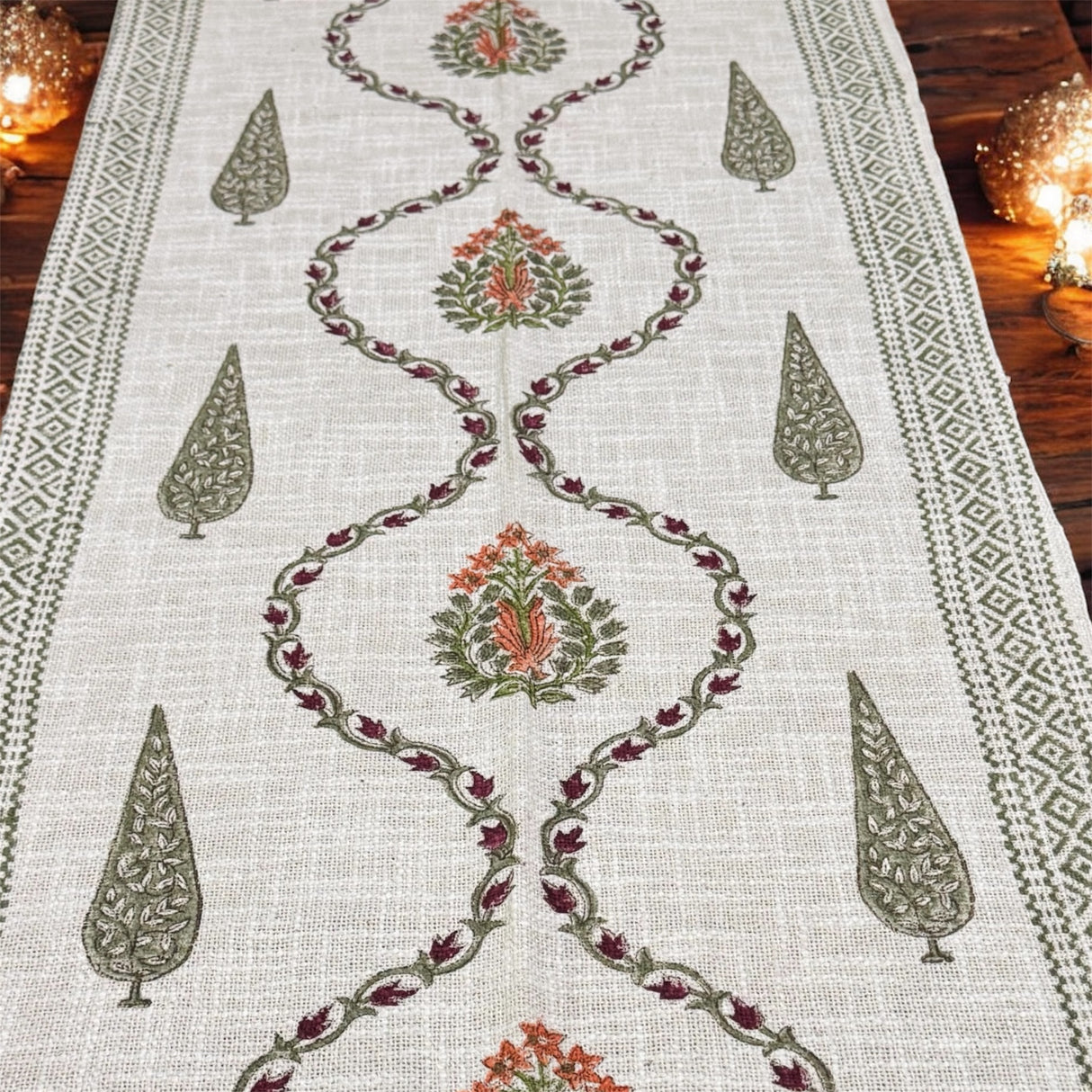 Blockprint Cotton Slub Table Runner
