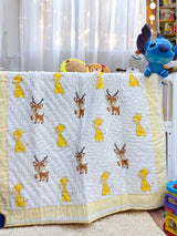 Deer Giraffe Kids Quilt Handblock Printed