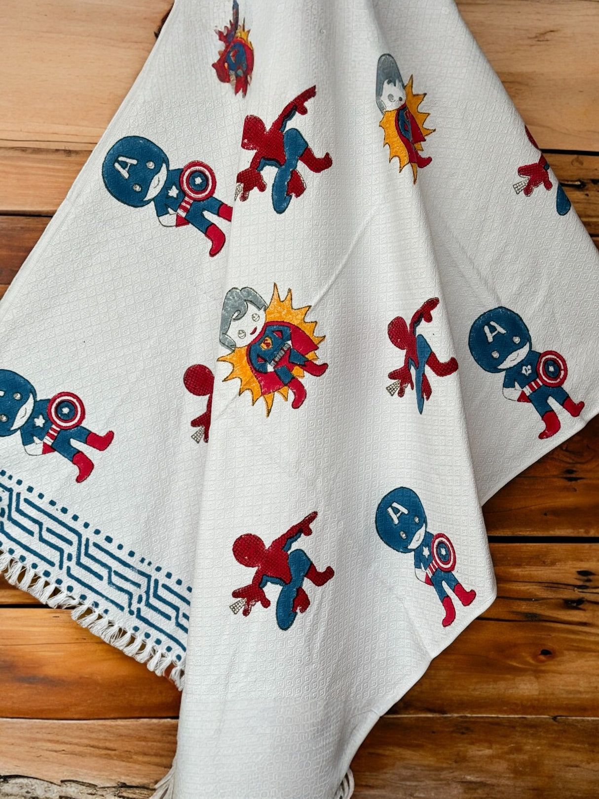 Super Heroes Blockprint Soft Cotton Towel (60*30 inches)