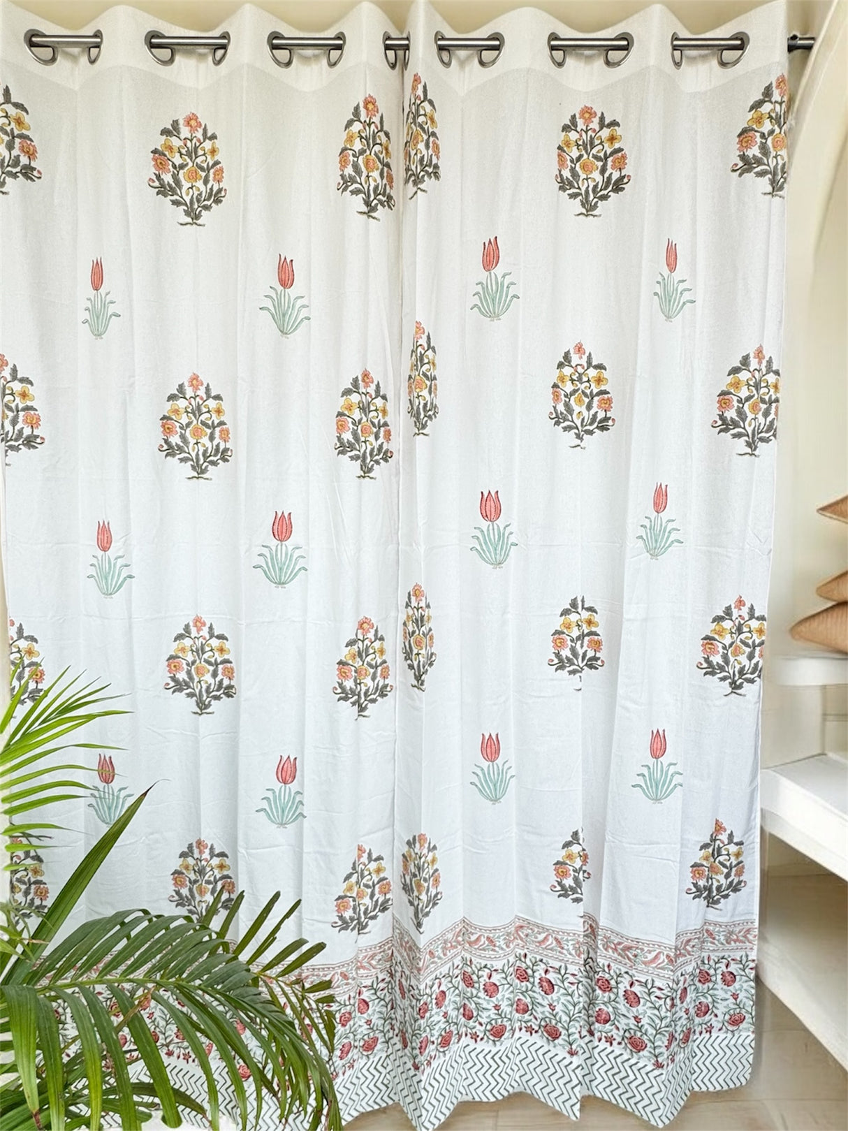 Elegant Motifs Blockprint Cotton Curtain
