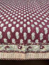 KING Size Quilted Blockprint REVERSIBLE Mulmul Bedcover (108*108 inches)