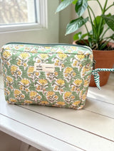 Rosette Garden Cotton Quilted Multipurpose Travel Pouch