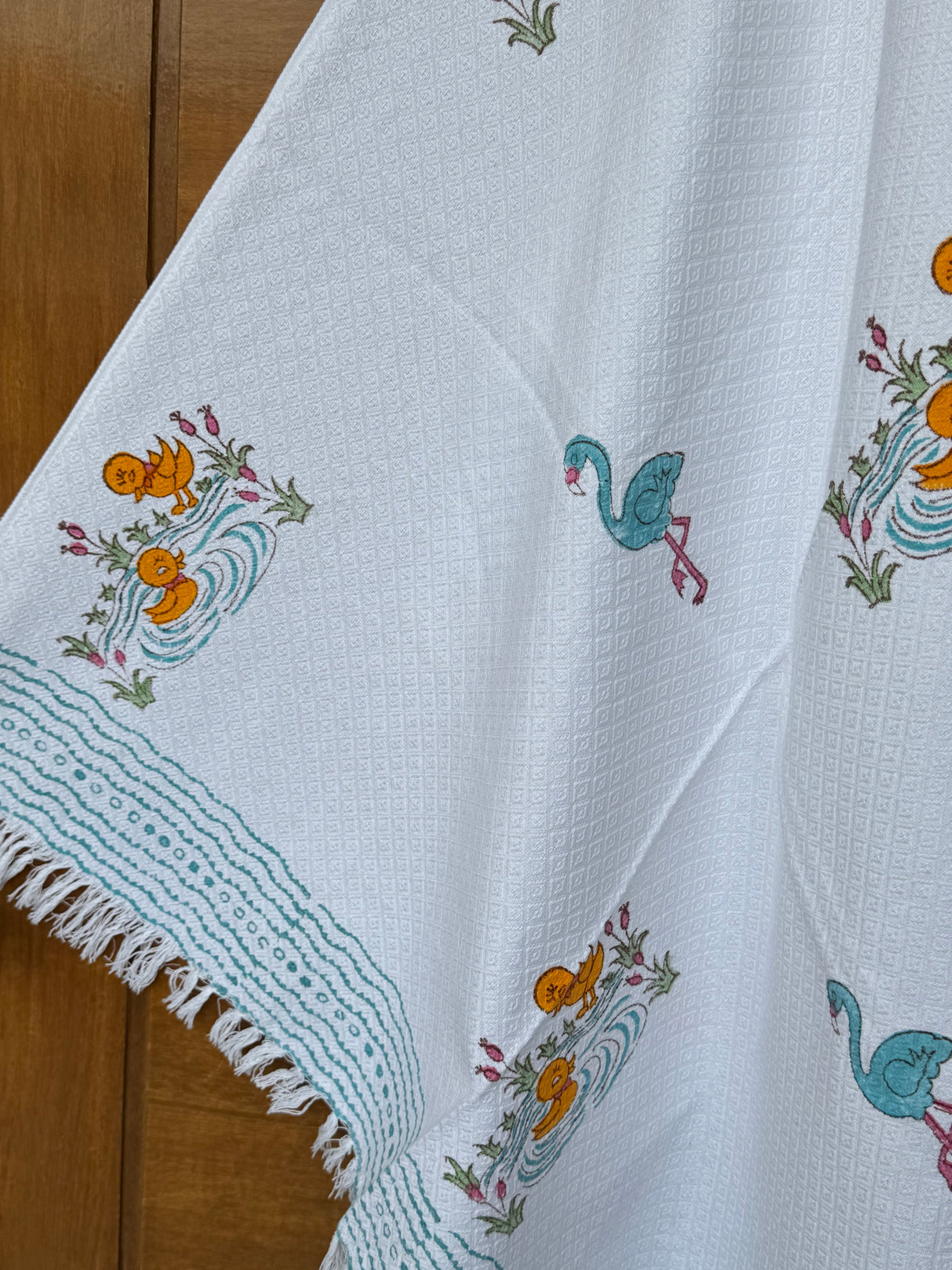 Cute Birds Blockprint Kids Towel – Cotton Jacquard Weave