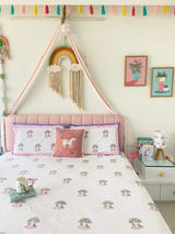 Unicorn Blockprint Cotton Bedsheet